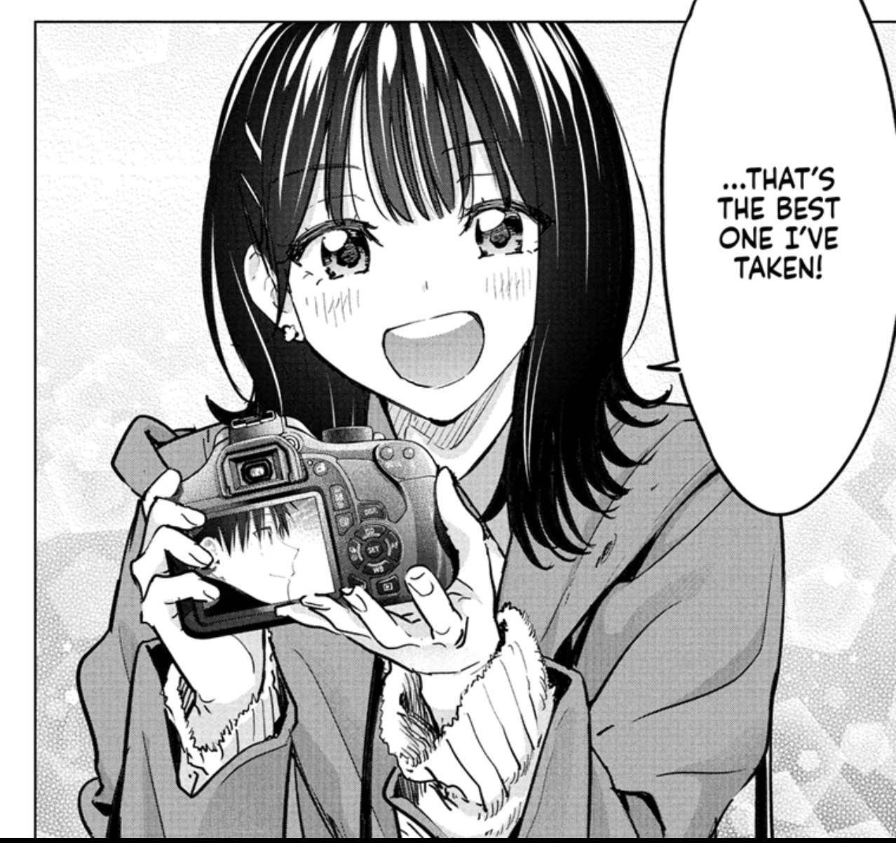 Honoka smiles, "...That's the best one I've taken!", showing Tenichi a picture she took of him