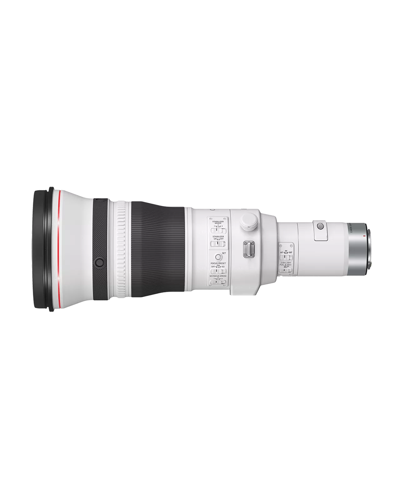 Canon 800mm lens, side profile