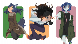 PolyWolf by Octis, along with some other characters in a murder mystery collage