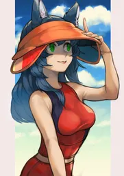 PolyWolf in a sun hat