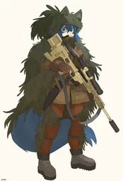 PolyWolf in a sniper outfit with a gun