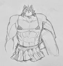 PolyWolf with an absurd amount of muscles